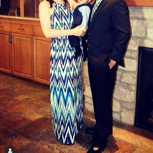 Blue and white dress